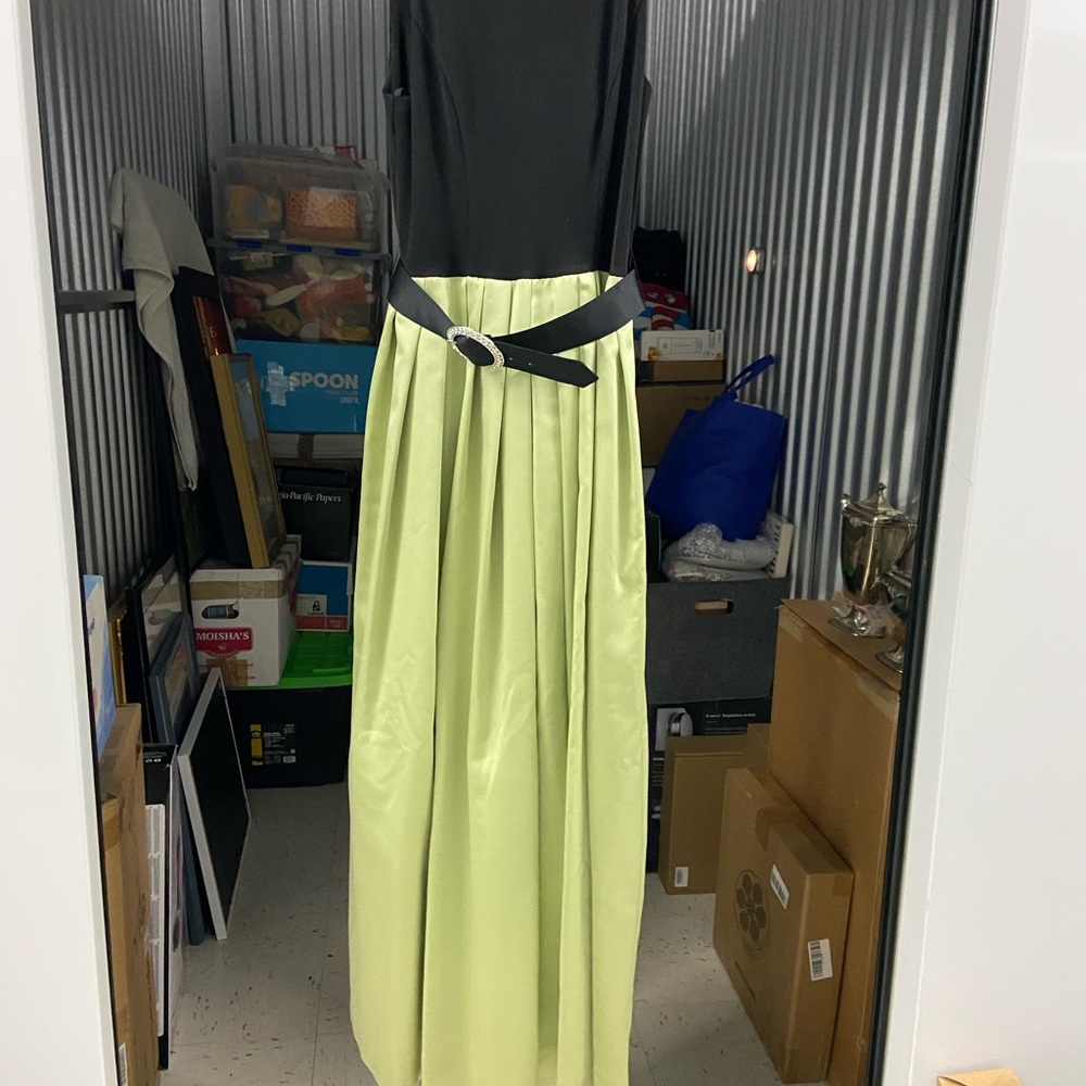 Cache Black and Light Green Maxi Dress
